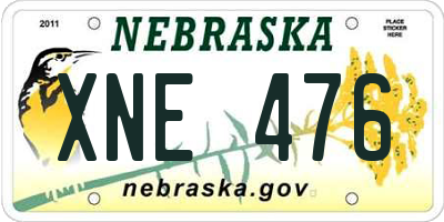 NE license plate XNE476