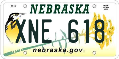 NE license plate XNE618
