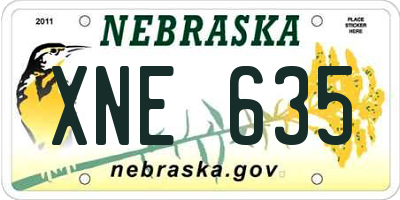 NE license plate XNE635