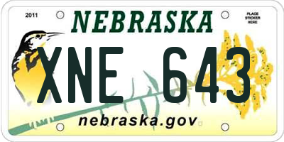 NE license plate XNE643