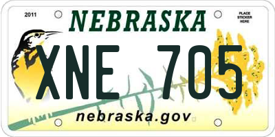 NE license plate XNE705