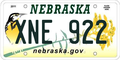 NE license plate XNE922