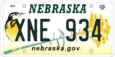 NE license plate XNE934