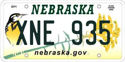 NE license plate XNE935