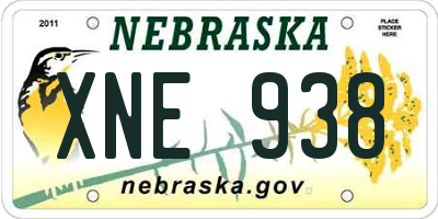 NE license plate XNE938