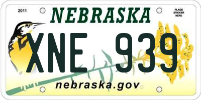 NE license plate XNE939