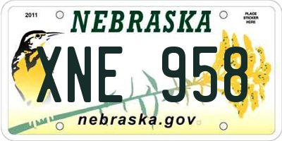 NE license plate XNE958