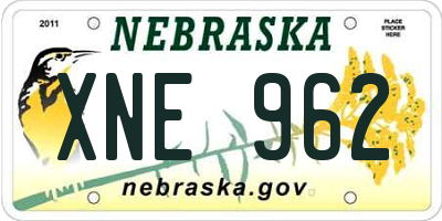 NE license plate XNE962