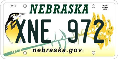 NE license plate XNE972