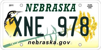 NE license plate XNE978