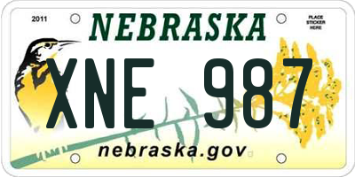NE license plate XNE987
