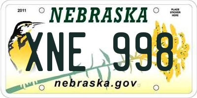 NE license plate XNE998