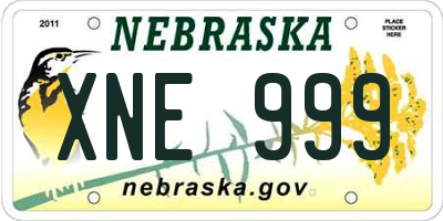 NE license plate XNE999