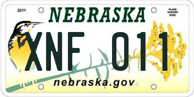 NE license plate XNF011