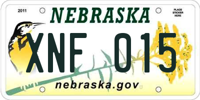 NE license plate XNF015