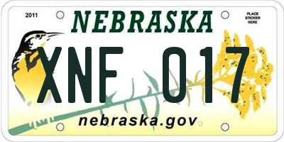 NE license plate XNF017