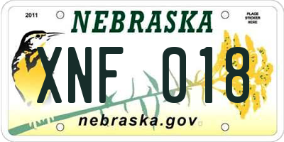 NE license plate XNF018