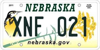NE license plate XNF021