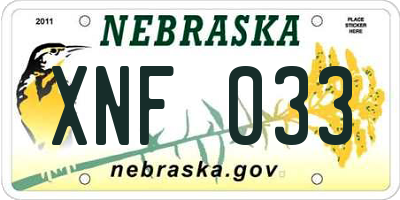 NE license plate XNF033