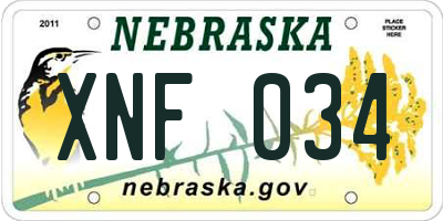 NE license plate XNF034