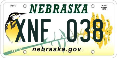 NE license plate XNF038