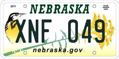 NE license plate XNF049