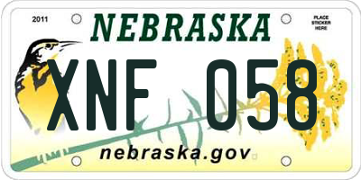 NE license plate XNF058