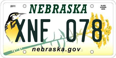 NE license plate XNF078
