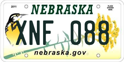NE license plate XNF088