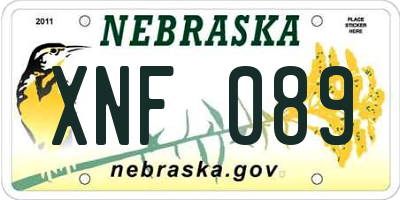 NE license plate XNF089
