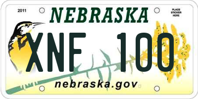 NE license plate XNF100