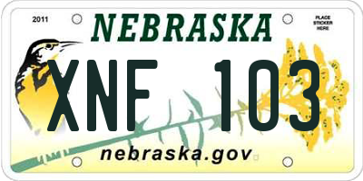 NE license plate XNF103
