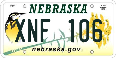 NE license plate XNF106