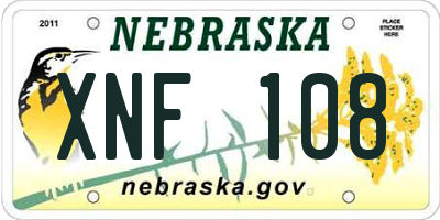NE license plate XNF108