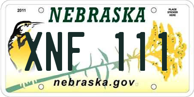 NE license plate XNF111