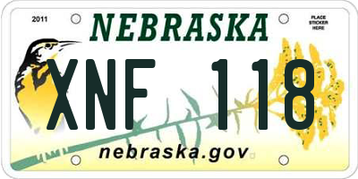 NE license plate XNF118