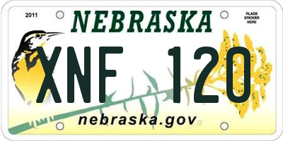 NE license plate XNF120