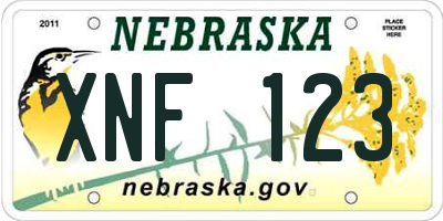 NE license plate XNF123