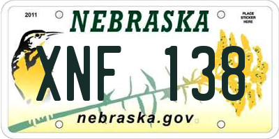 NE license plate XNF138