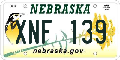 NE license plate XNF139