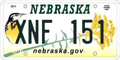 NE license plate XNF151