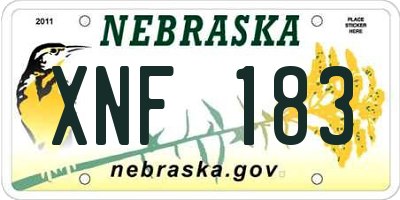 NE license plate XNF183