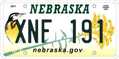 NE license plate XNF191