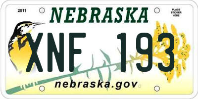 NE license plate XNF193