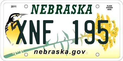 NE license plate XNF195