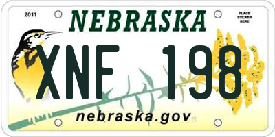 NE license plate XNF198