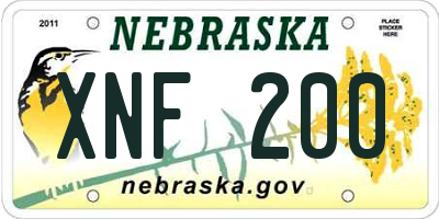NE license plate XNF200