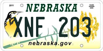 NE license plate XNF203