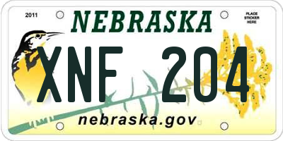 NE license plate XNF204