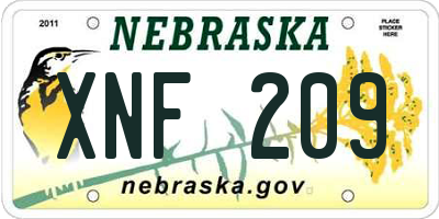 NE license plate XNF209